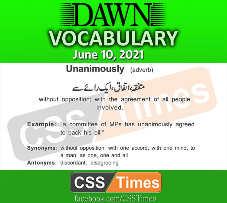 Daily DAWN News Vocabulary with Urdu Meaning (10 June 2021)