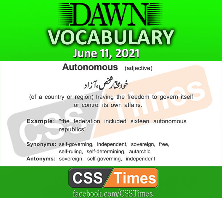 Daily DAWN News Vocabulary with Urdu Meaning (11 June 2021)