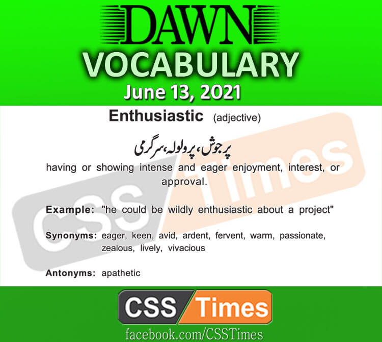 Daily DAWN News Vocabulary with Urdu Meaning (13 June 2021)