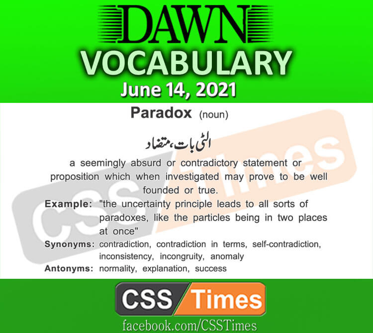 Daily DAWN News Vocabulary with Urdu Meaning (14 June 2021)