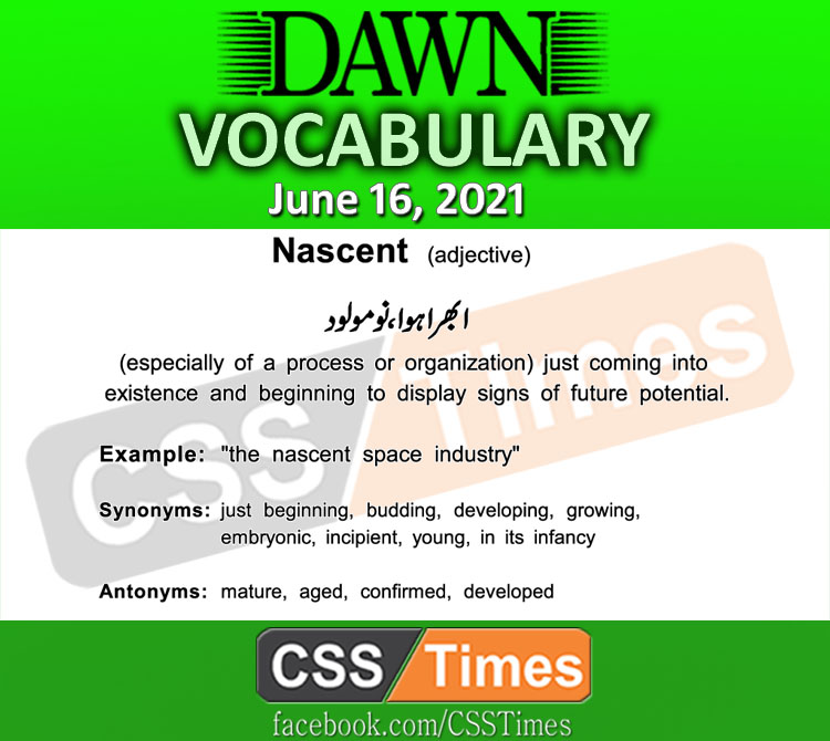 Daily DAWN News Vocabulary with Urdu Meaning (16 June 2021)