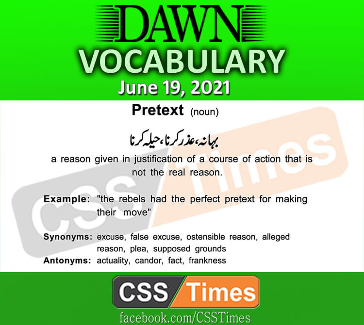 Daily DAWN News Vocabulary with Urdu Meaning (19 June 2021)