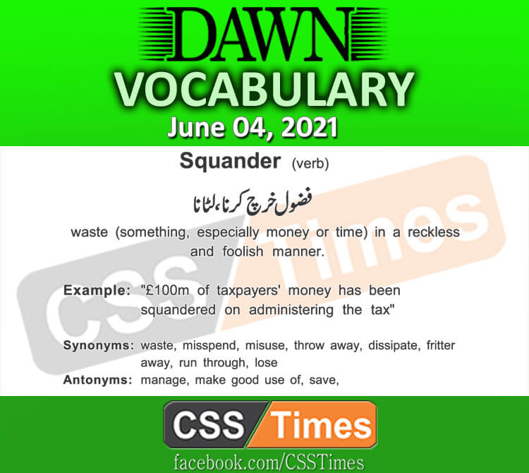 Daily DAWN News Vocabulary with Urdu Meaning (04 June 2021)