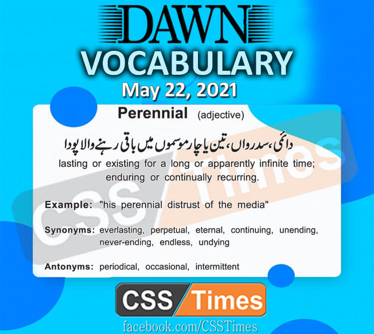 Daily DAWN News Vocabulary with Urdu Meaning (22 May 2021)