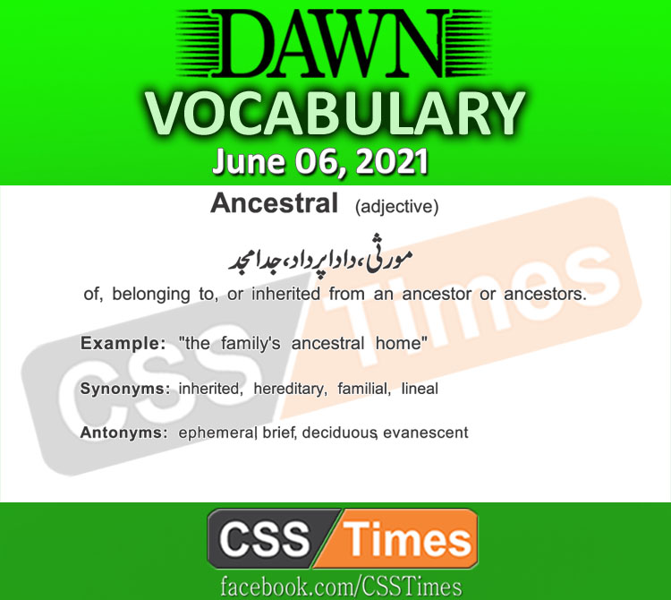 Daily DAWN News Vocabulary with Urdu Meaning (06 June 2021)