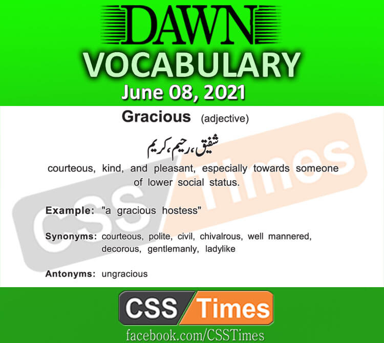 Daily DAWN News Vocabulary with Urdu Meaning (08 June 2021)