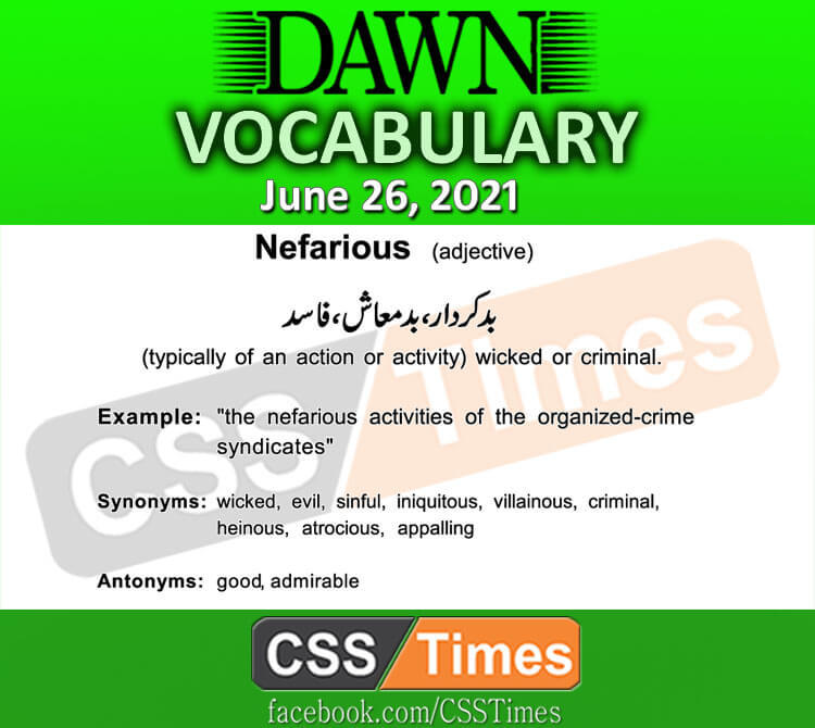 Daily DAWN News Vocabulary with Urdu Meaning (26 June 2021)