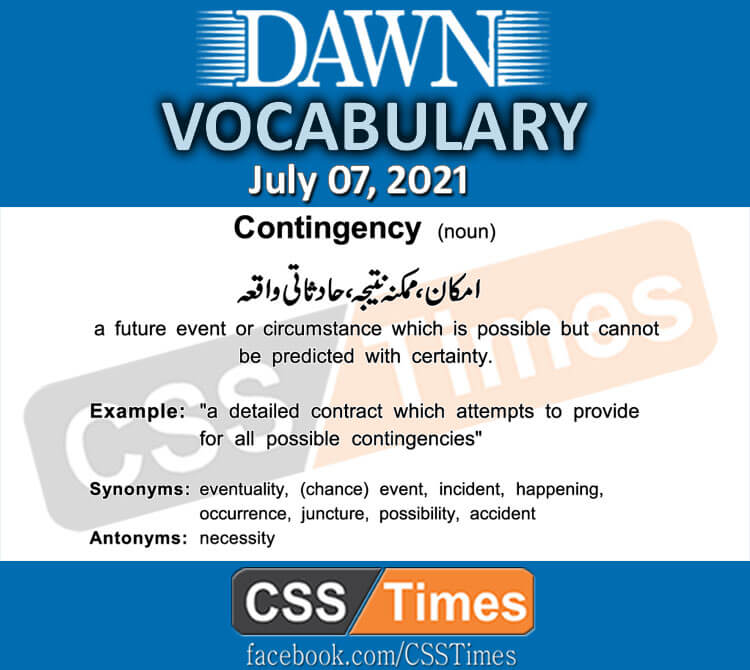 Daily DAWN News Vocabulary with Urdu Meaning (07 July 2021)