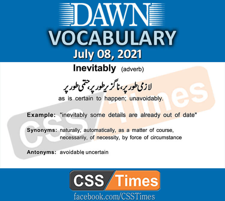 Daily DAWN News Vocabulary with Urdu Meaning (08 July 2021)