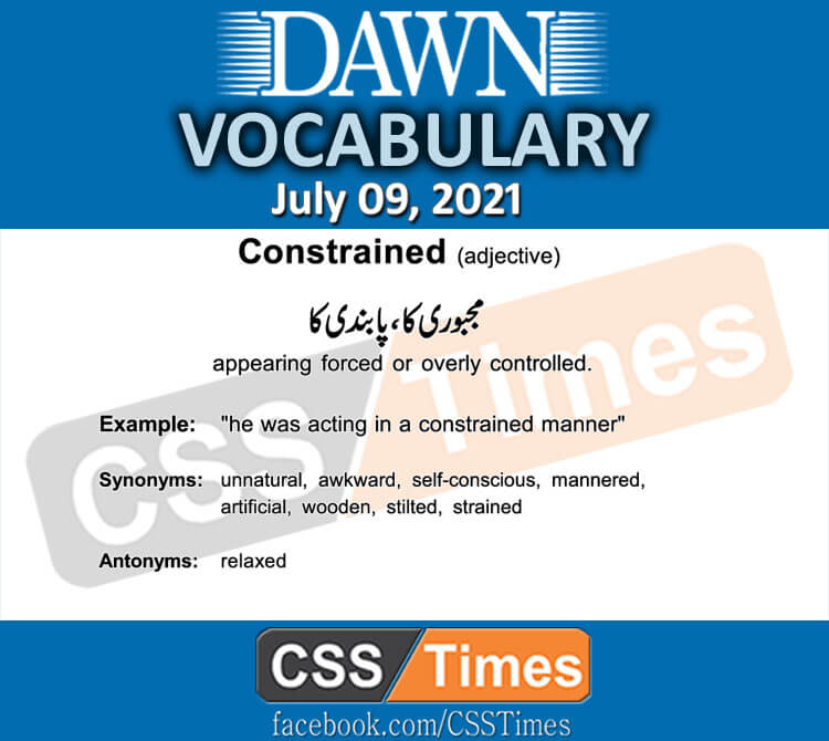 Daily DAWN News Vocabulary with Urdu Meaning (09 July 2021)
