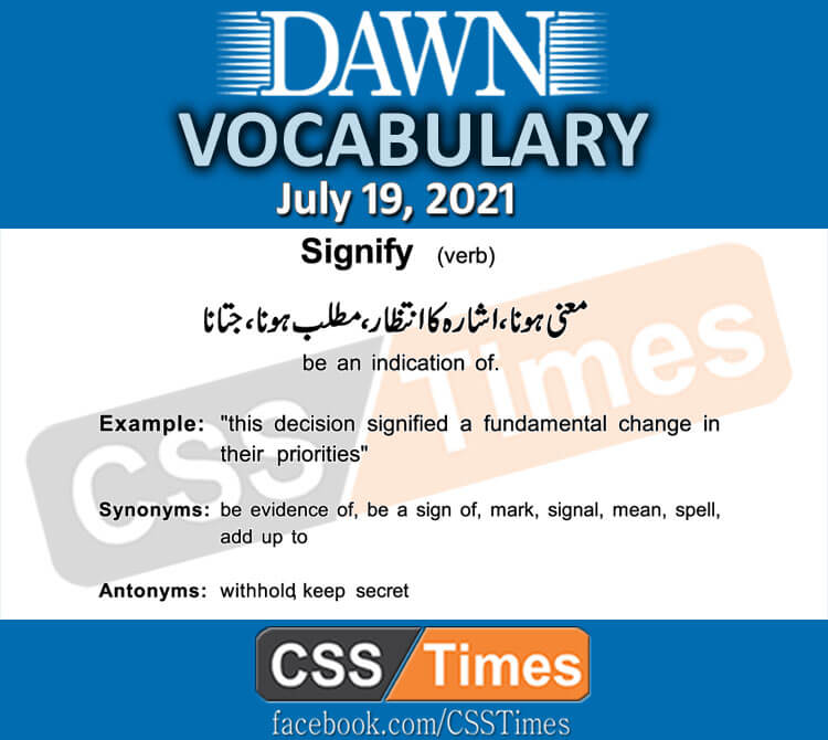Daily DAWN News Vocabulary with Urdu Meaning (19 July 2021)