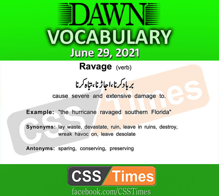 Daily DAWN News Vocabulary with Urdu Meaning (29 June 2021)