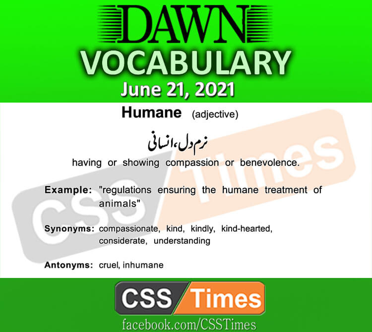 Daily DAWN News Vocabulary with Urdu Meaning (21 June 2021)