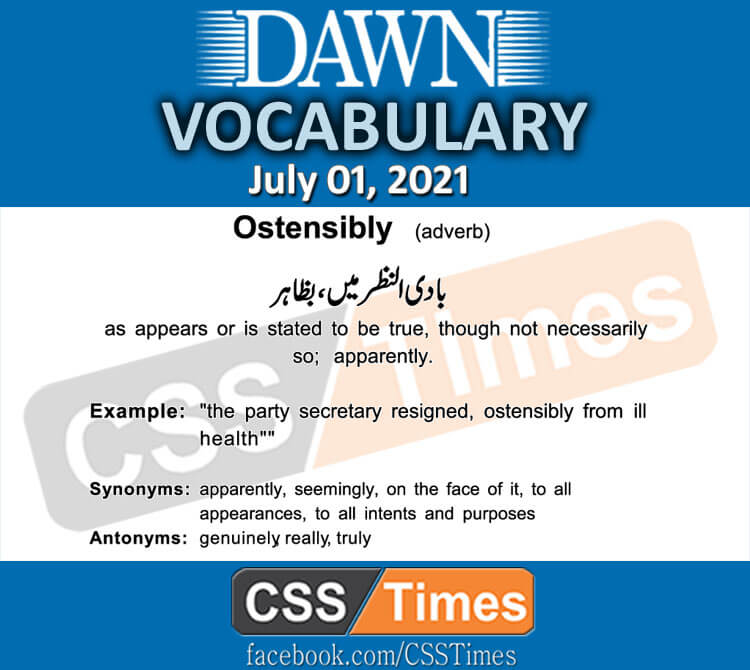 Daily DAWN News Vocabulary with Urdu Meaning (01 July 2021)