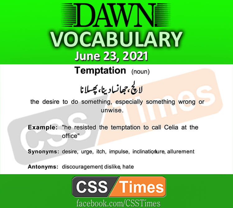 Daily DAWN News Vocabulary with Urdu Meaning (23 June 2021)