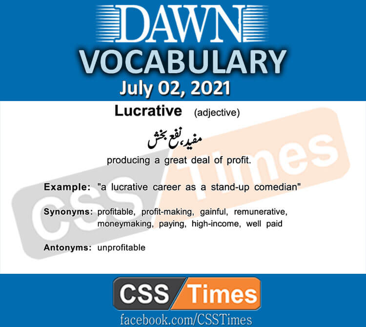 Daily DAWN News Vocabulary with Urdu Meaning (02 July 2021)