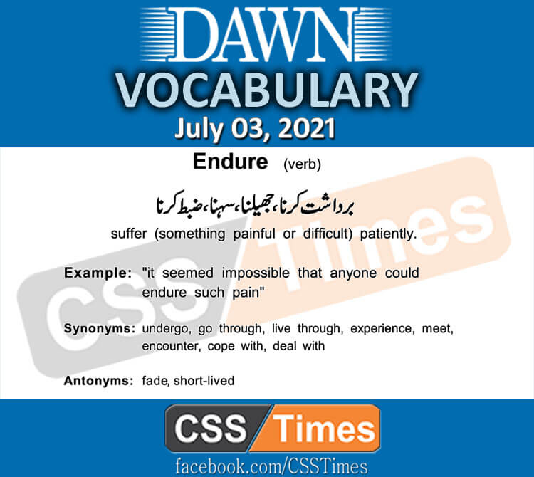 Daily DAWN News Vocabulary with Urdu Meaning (03 July 2021)