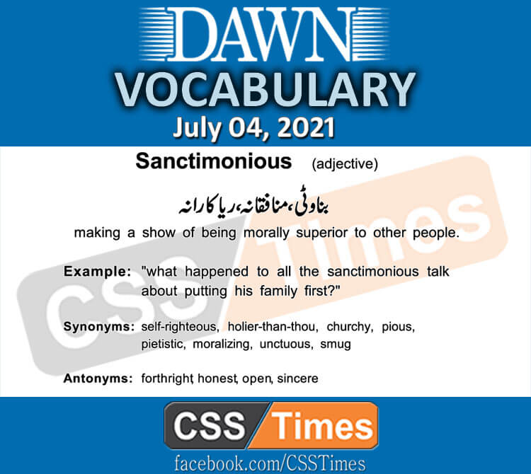 Daily DAWN News Vocabulary with Urdu Meaning (04 July 2021)
