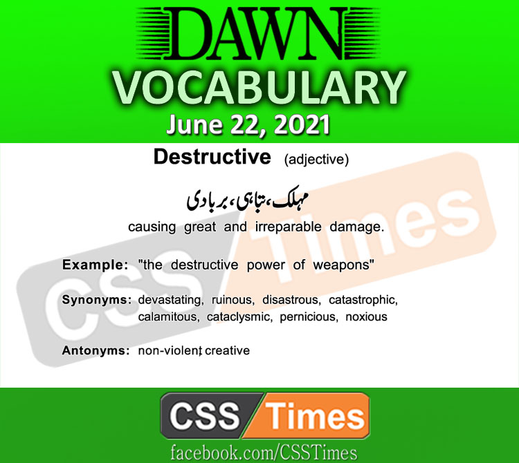 Daily DAWN News Vocabulary with Urdu Meaning (22 June 2021)