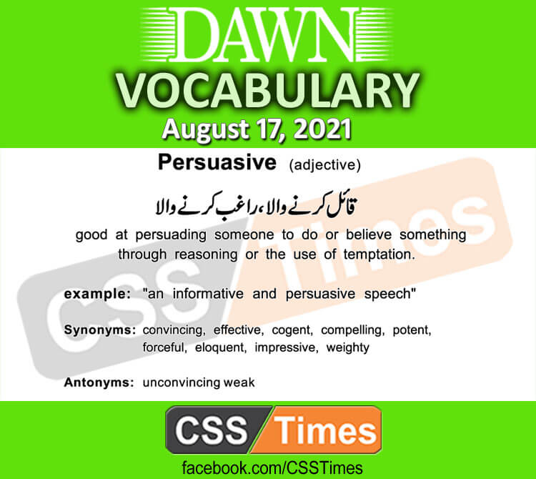 Daily DAWN News Vocabulary with Urdu Meaning (17 August 2021)