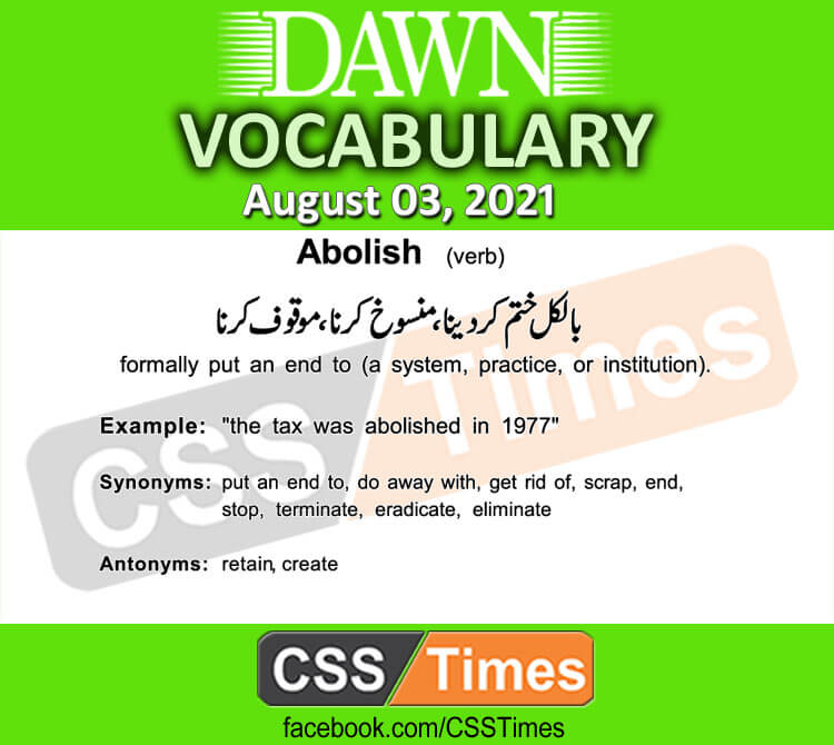 Daily DAWN News Vocabulary with Urdu Meaning (03 August 2021)