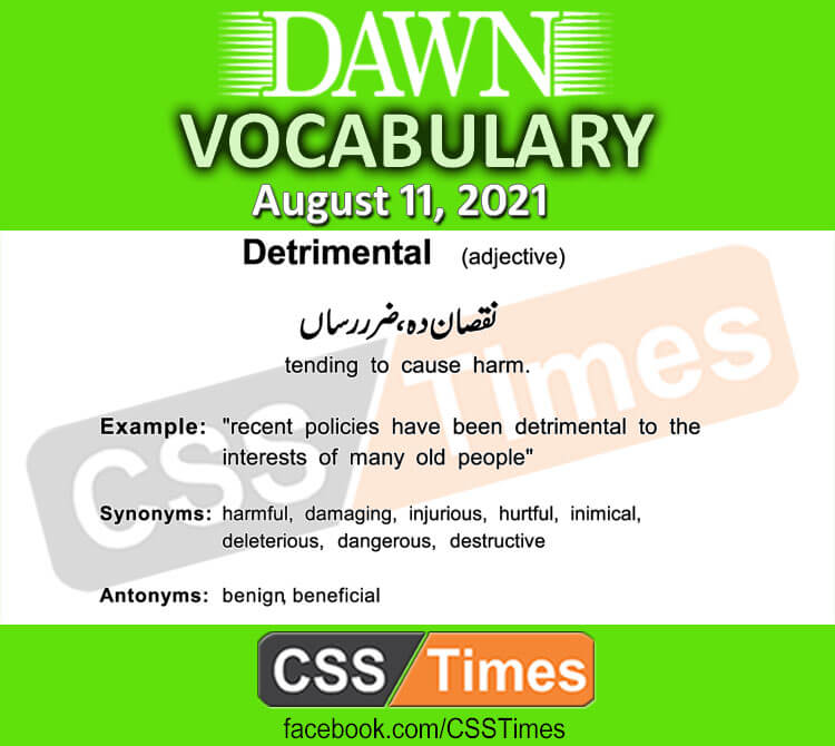 Daily DAWN News Vocabulary with Urdu Meaning (11 August 2021)