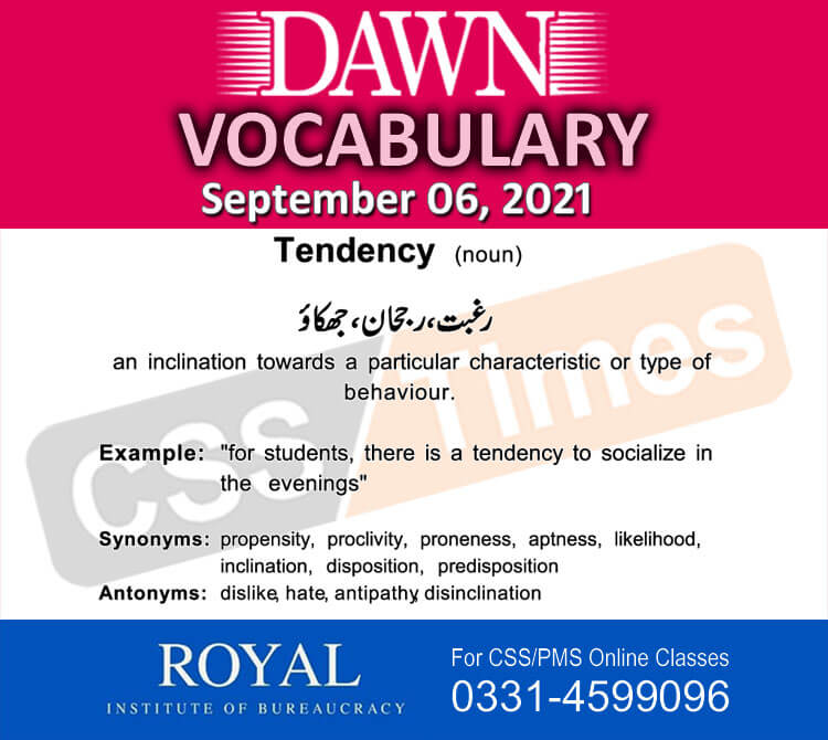 Daily DAWN News Vocabulary with Urdu Meaning (06 September 2021)