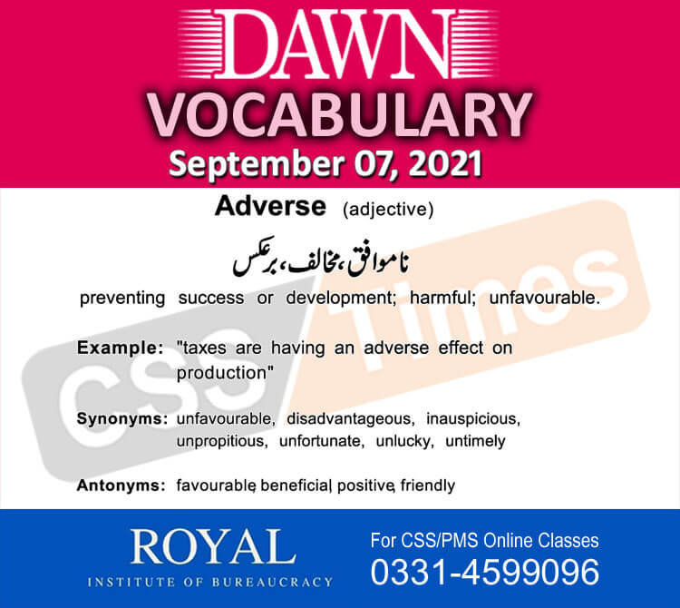Daily DAWN News Vocabulary with Urdu Meaning (07 September 2021)
