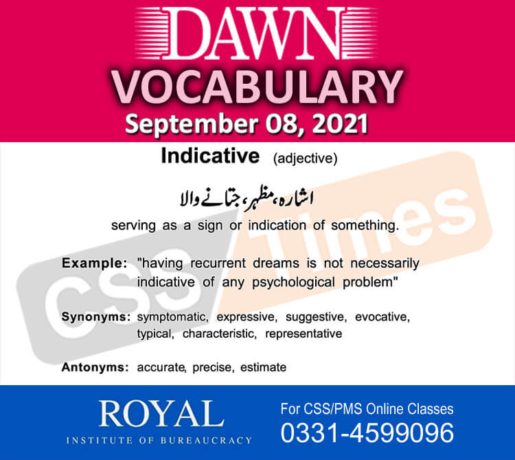 Daily DAWN News Vocabulary with Urdu Meaning (08 September 2021)