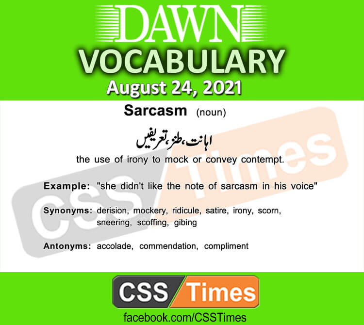 Daily DAWN News Vocabulary with Urdu Meaning (24 August 2021)
