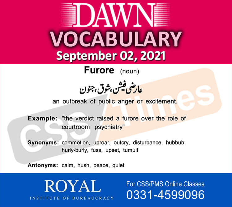 Daily DAWN News Vocabulary with Urdu Meaning (02 September 2021)