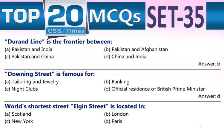 Daily Top-20 MCQs for CSS Screening Test, PMS, PCS, FPSC (Set-35)