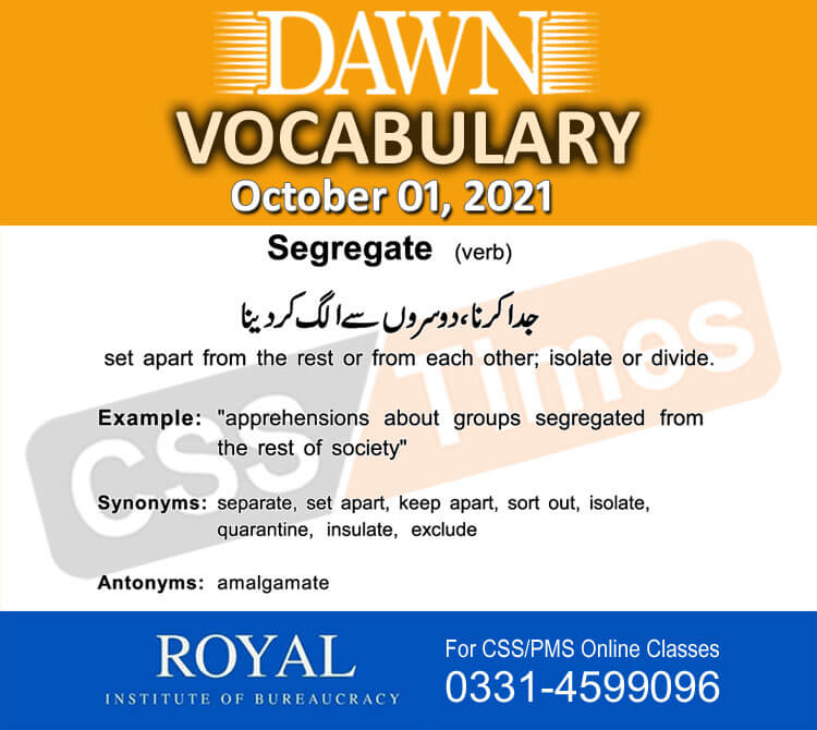 Daily DAWN News Vocabulary with Urdu Meaning (01 October 2021)