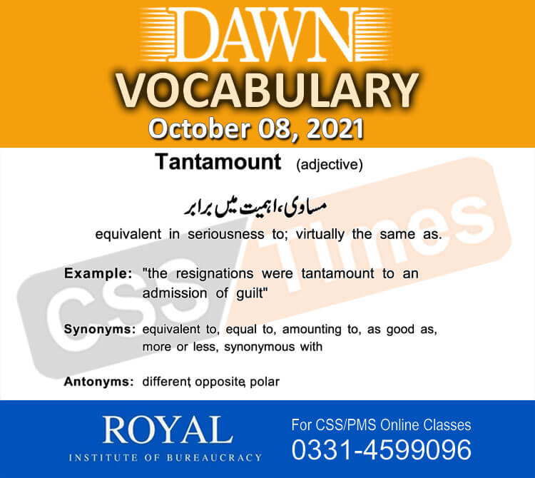 Daily DAWN News Vocabulary with Urdu Meaning (08 October 2021)