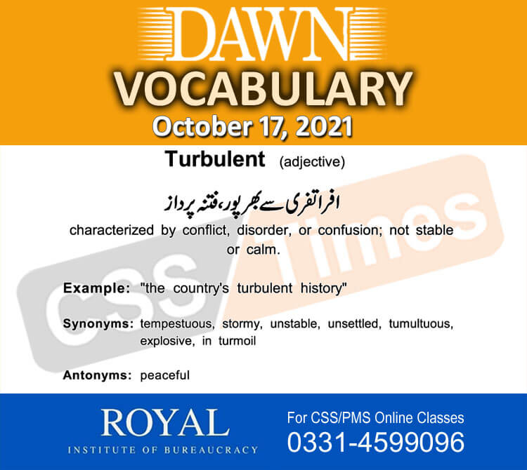 Daily DAWN News Vocabulary with Urdu Meaning (17 October 2021)