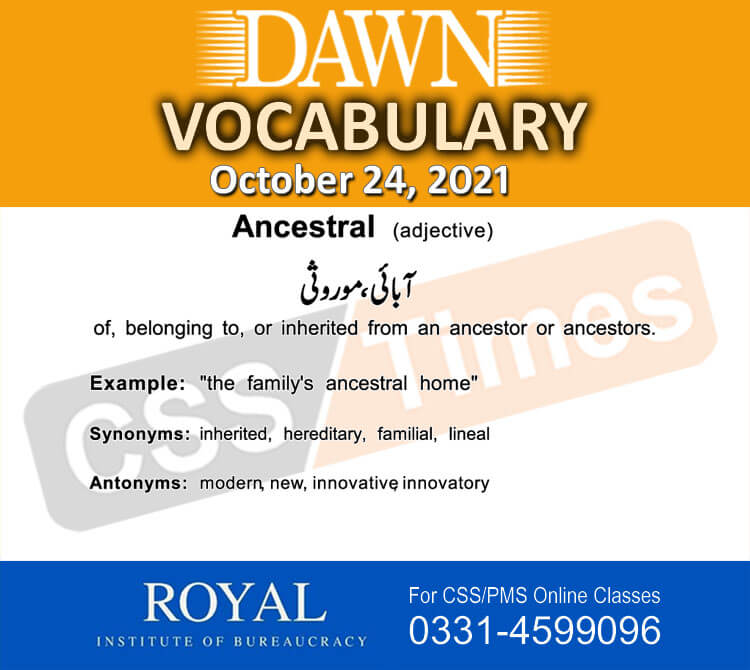 Daily DAWN News Vocabulary with Urdu Meaning (24 October 2021)