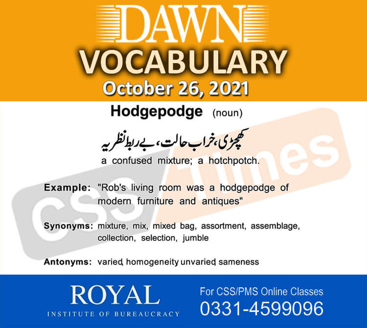 Daily DAWN News Vocabulary with Urdu Meaning (26 October 2021)