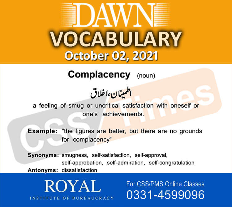 Daily DAWN News Vocabulary with Urdu Meaning (02 October 2021)