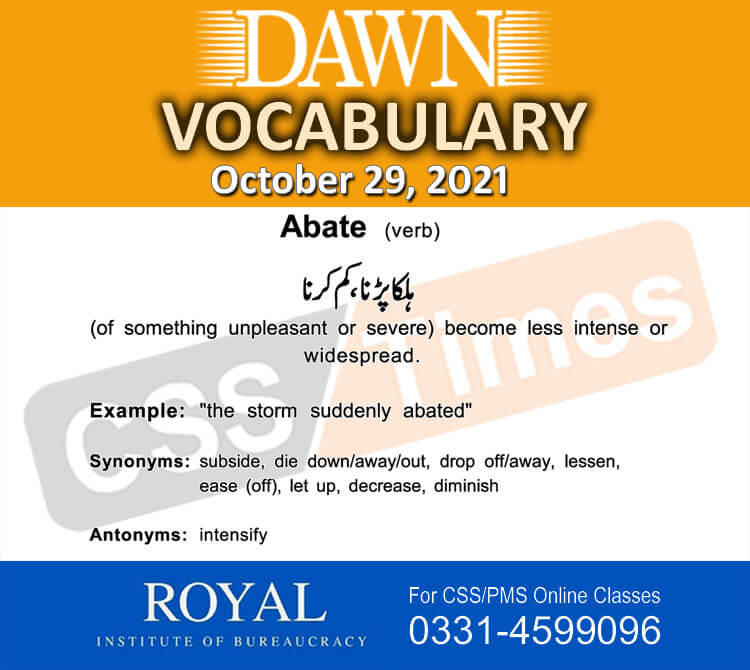 Daily DAWN News Vocabulary with Urdu Meaning (29 October 2021)