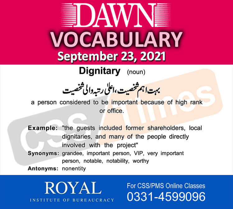 Daily DAWN News Vocabulary with Urdu Meaning (22 September 2021)