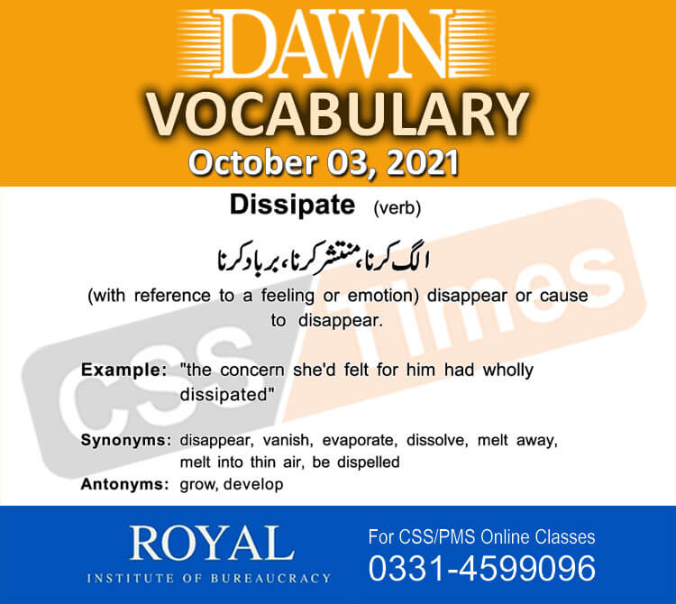 Daily DAWN News Vocabulary with Urdu Meaning (03 October 2021)