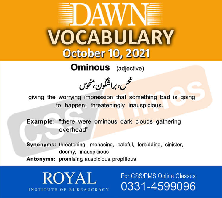 Daily DAWN News Vocabulary with Urdu Meaning (10 October 2021)