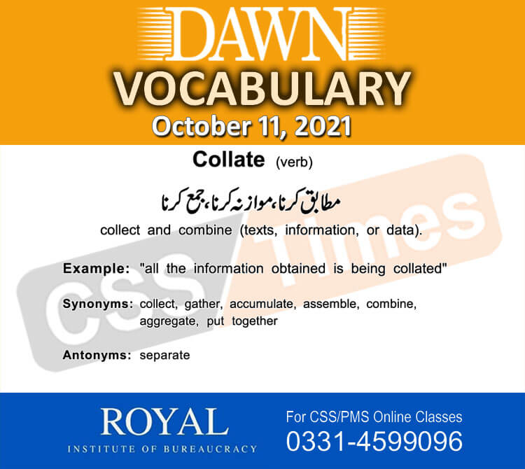 Daily DAWN News Vocabulary with Urdu Meaning (11 October 2021)