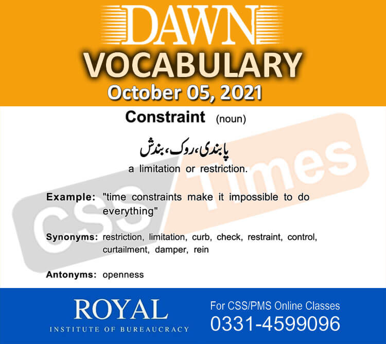 Daily DAWN News Vocabulary with Urdu Meaning (05 October 2021)