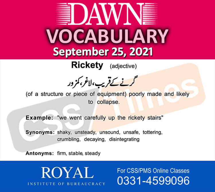 Daily DAWN News Vocabulary with Urdu Meaning (25 September 2021)