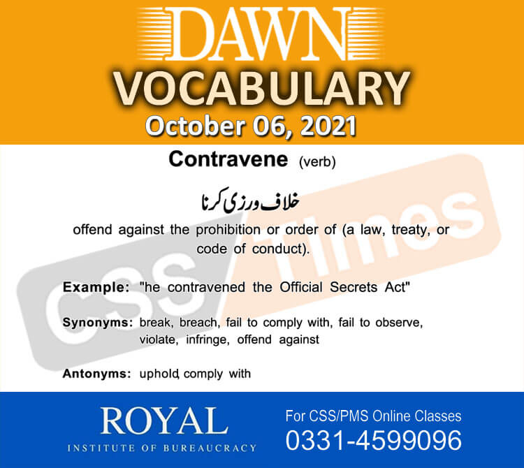 Daily DAWN News Vocabulary with Urdu Meaning (06 October 2021)