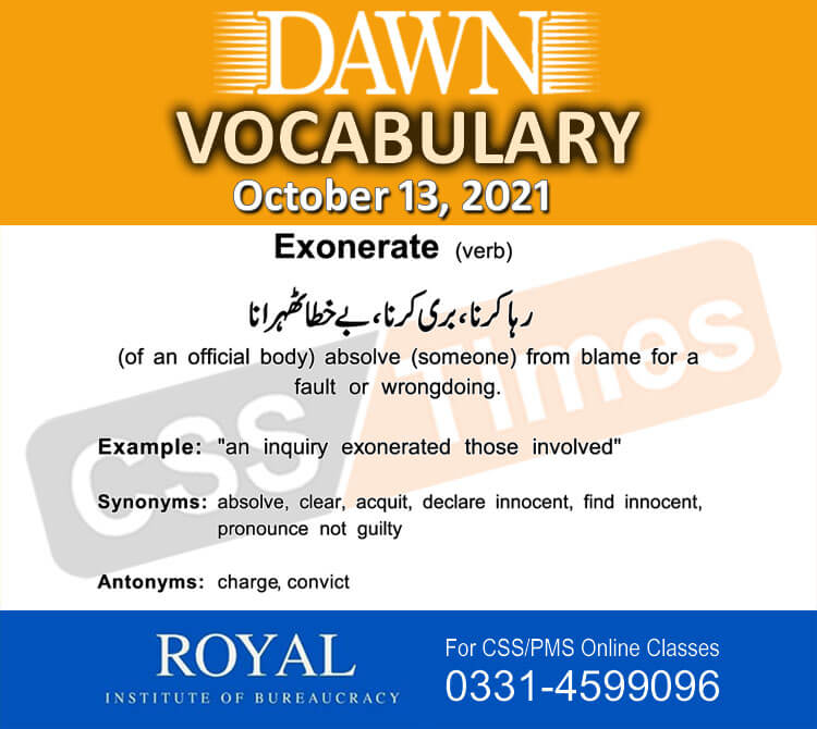 Daily DAWN News Vocabulary with Urdu Meaning (13 October 2021)