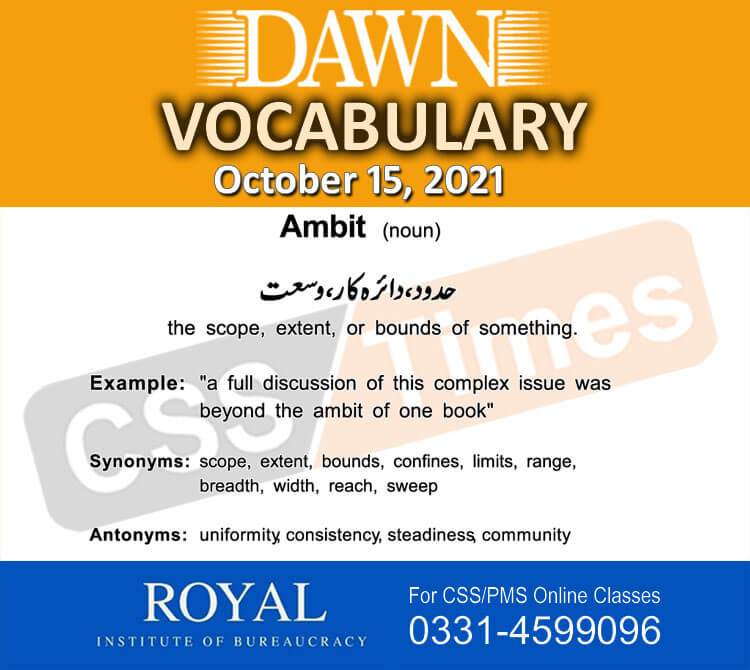 Daily DAWN News Vocabulary with Urdu Meaning (15 October 2021)