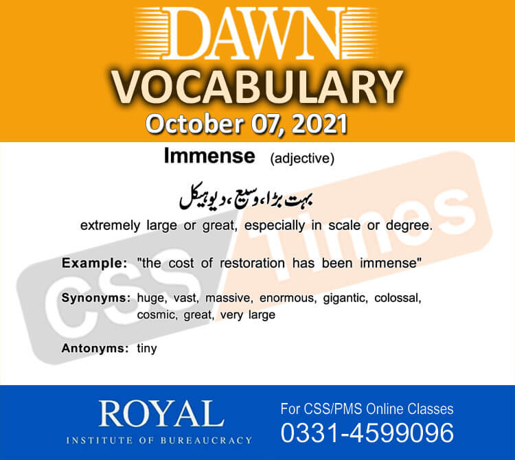 Daily DAWN News Vocabulary with Urdu Meaning (07 October 2021)