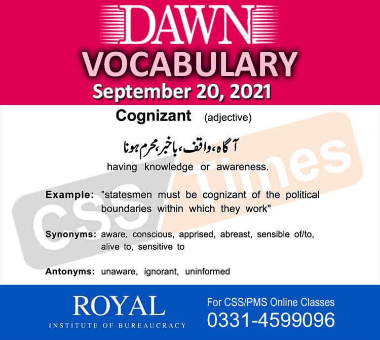 Daily DAWN News Vocabulary with Urdu Meaning (20 September 2021)